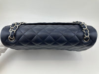 Classic Lambskin Navy Blue Jumbo Double Flap SHW