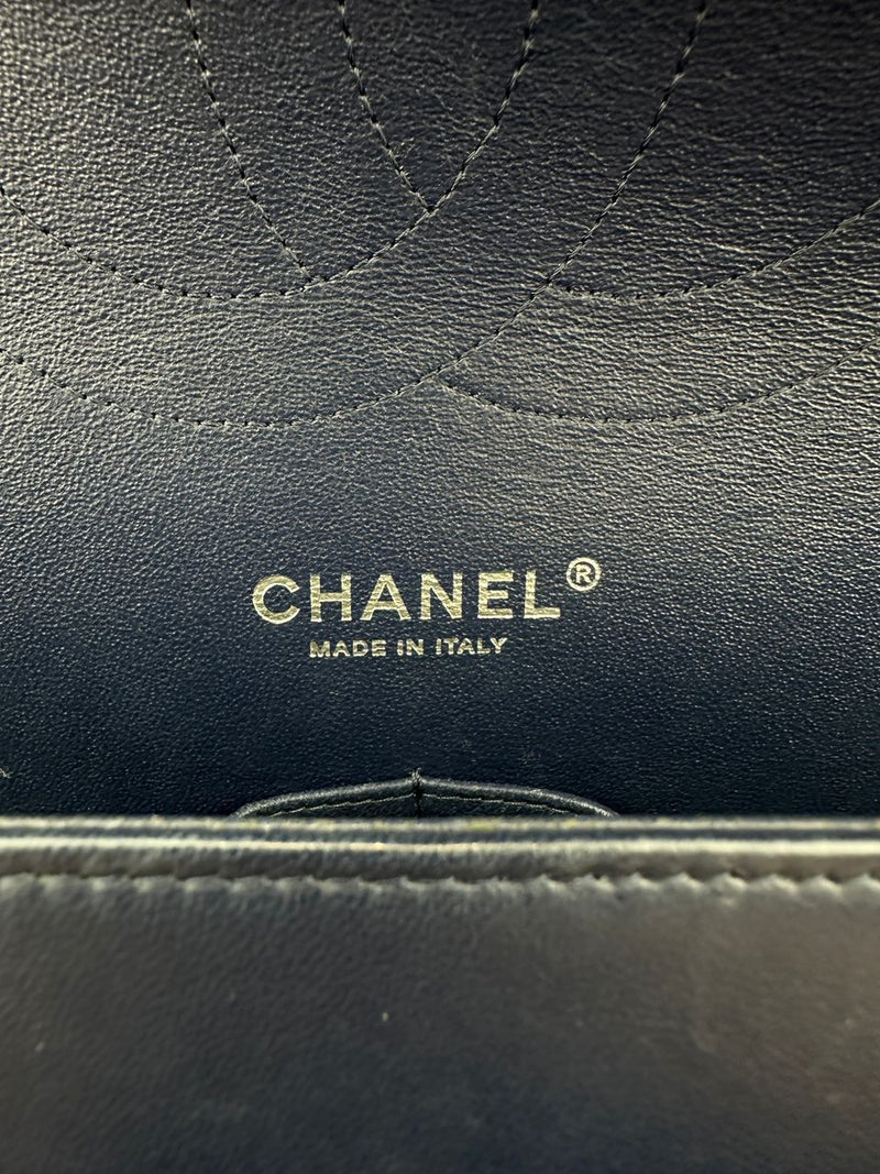 Classic Lambskin Navy Blue Jumbo Double Flap SHW