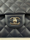 Classic Lambskin Navy Blue Jumbo Double Flap SHW
