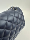 Classic Lambskin Navy Blue Jumbo Double Flap SHW