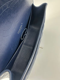 Classic Lambskin Navy Blue Jumbo Double Flap SHW