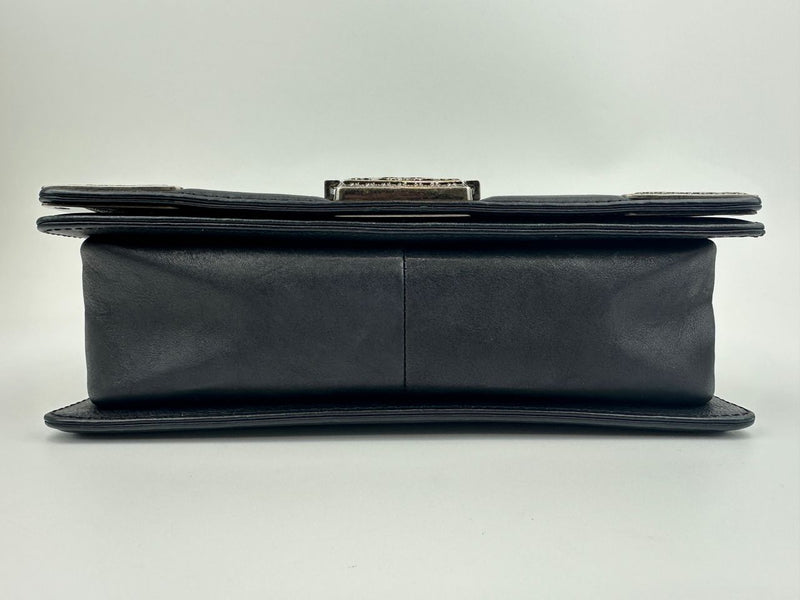 Boy Old Medium Paris-Dallas Black Calfskin Flap Bag RHW