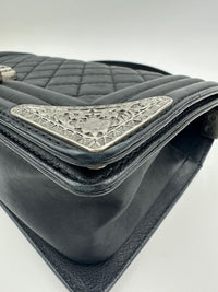 Boy Old Medium Paris-Dallas Black Calfskin Flap Bag RHW