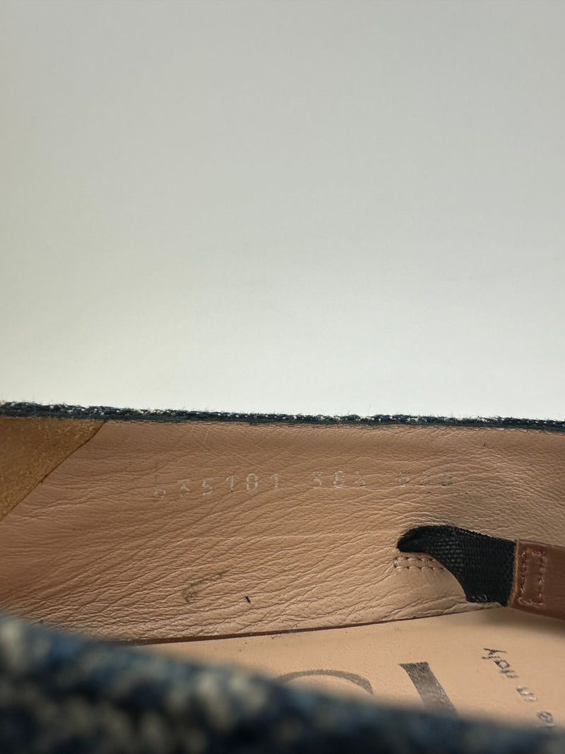 GG Denim Horsebit Blue Ballet Flats Size 38.5