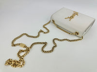 Small Kate White Grain De Poudre Embossed Leather GHW