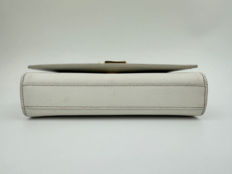 Small Kate White Grain De Poudre Embossed Leather GHW