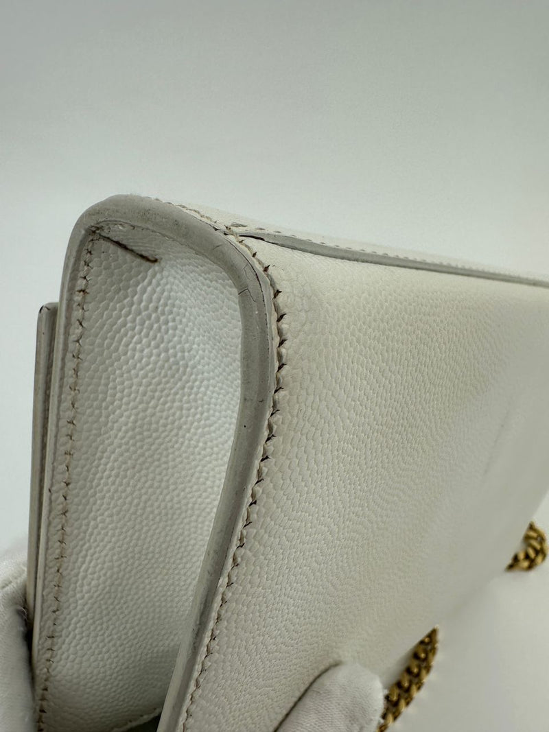 Small Kate White Grain De Poudre Embossed Leather GHW