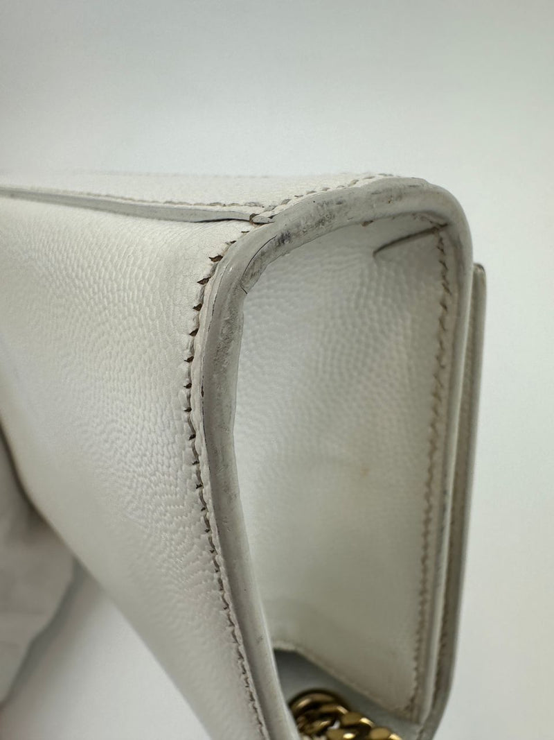 Small Kate White Grain De Poudre Embossed Leather GHW