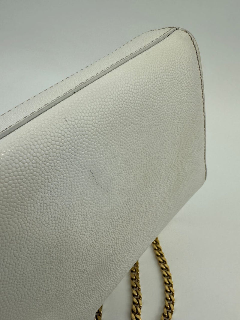 Small Kate White Grain De Poudre Embossed Leather GHW
