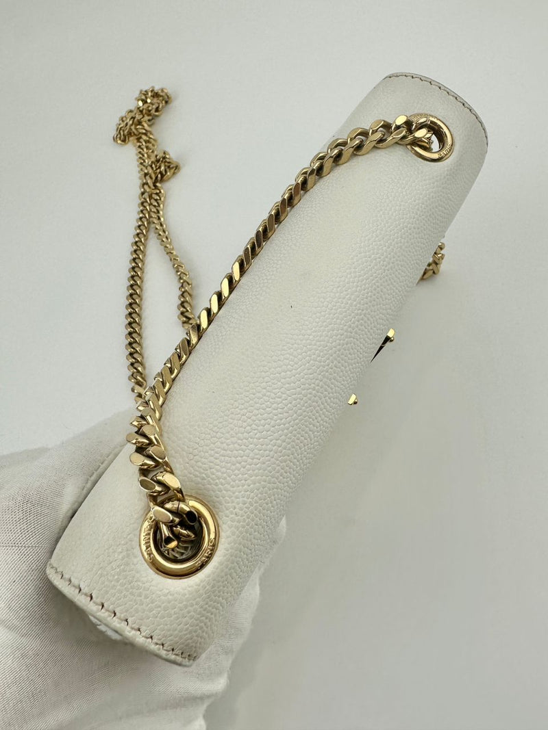 Small Kate White Grain De Poudre Embossed Leather GHW