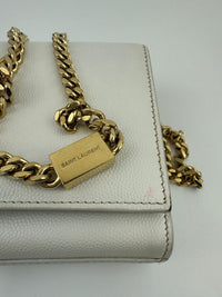 Small Kate White Grain De Poudre Embossed Leather GHW