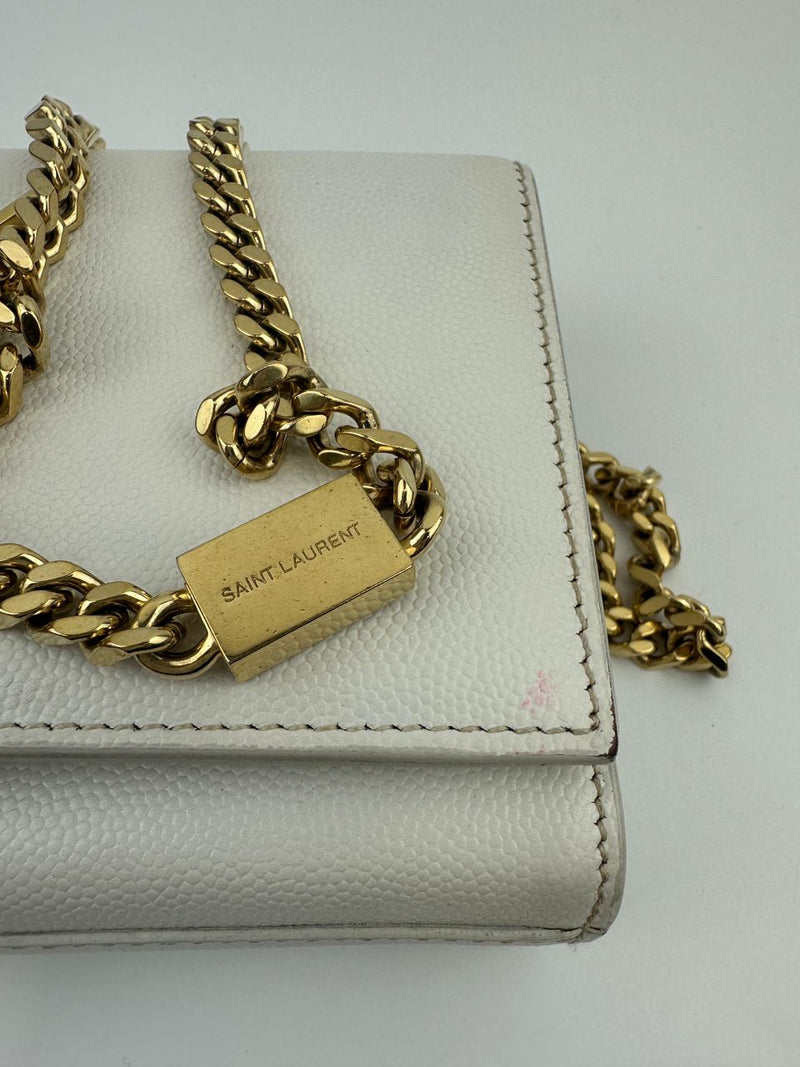 Small Kate White Grain De Poudre Embossed Leather GHW