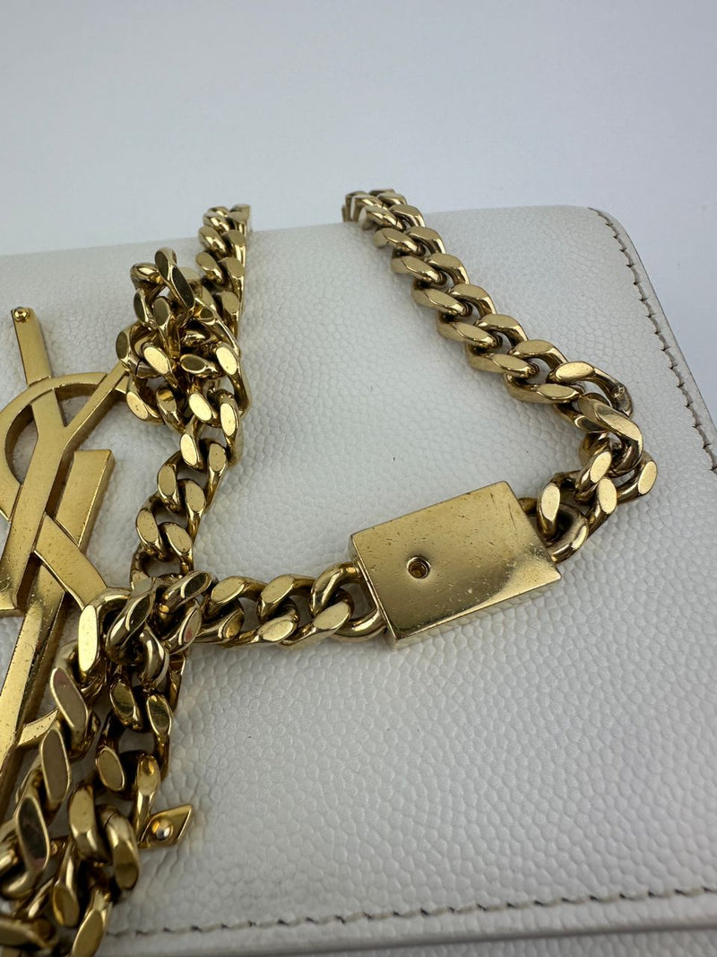 Small Kate White Grain De Poudre Embossed Leather GHW