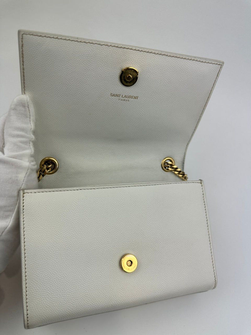 Small Kate White Grain De Poudre Embossed Leather GHW