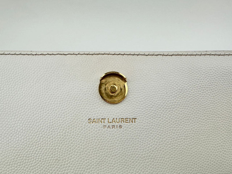 Small Kate White Grain De Poudre Embossed Leather GHW