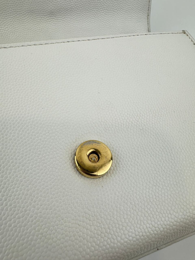 Small Kate White Grain De Poudre Embossed Leather GHW