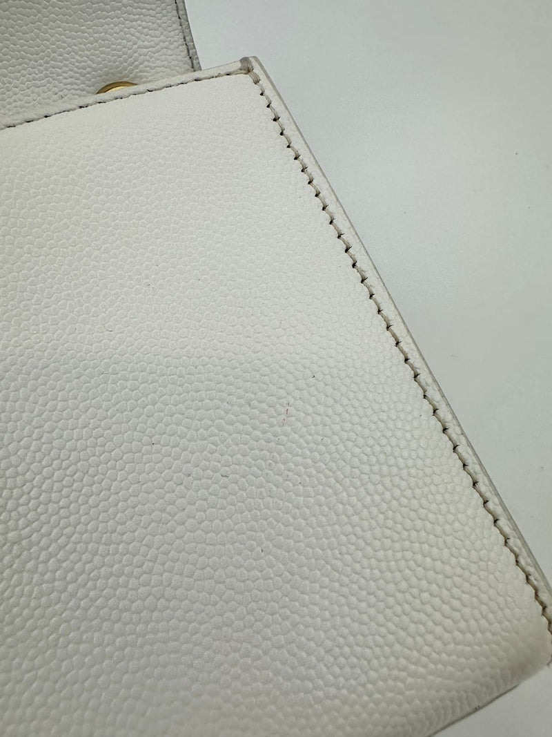 Small Kate White Grain De Poudre Embossed Leather GHW