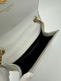 Small Kate White Grain De Poudre Embossed Leather GHW