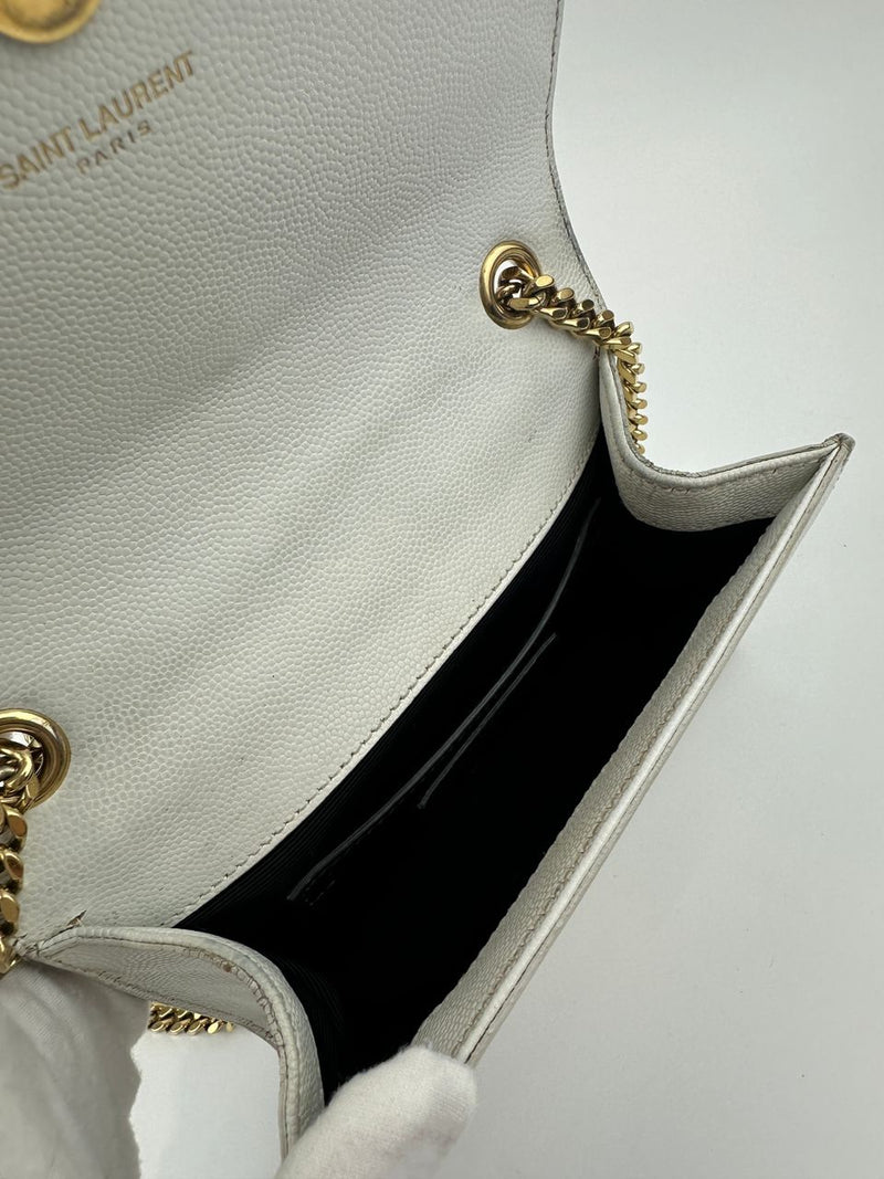 Small Kate White Grain De Poudre Embossed Leather GHW