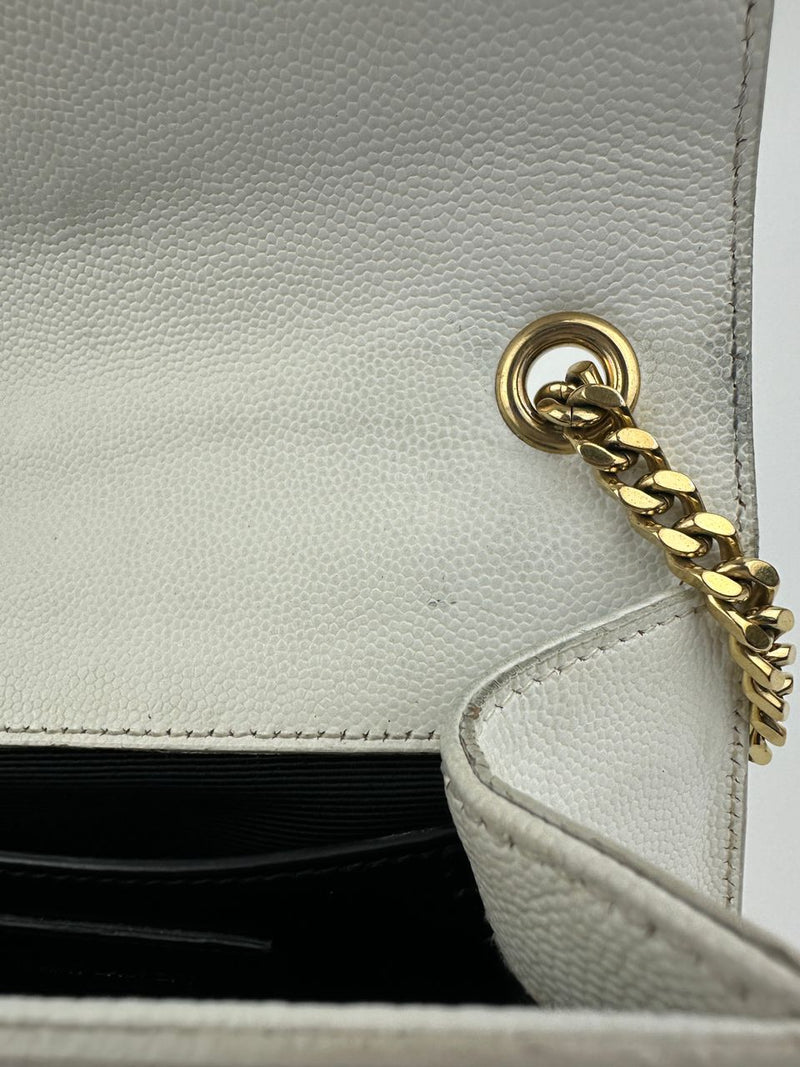 Small Kate White Grain De Poudre Embossed Leather GHW