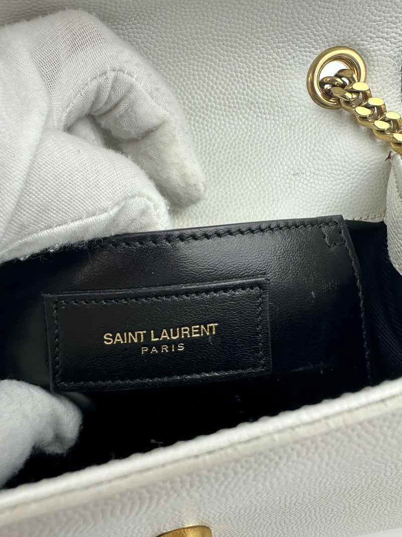 Small Kate White Grain De Poudre Embossed Leather GHW