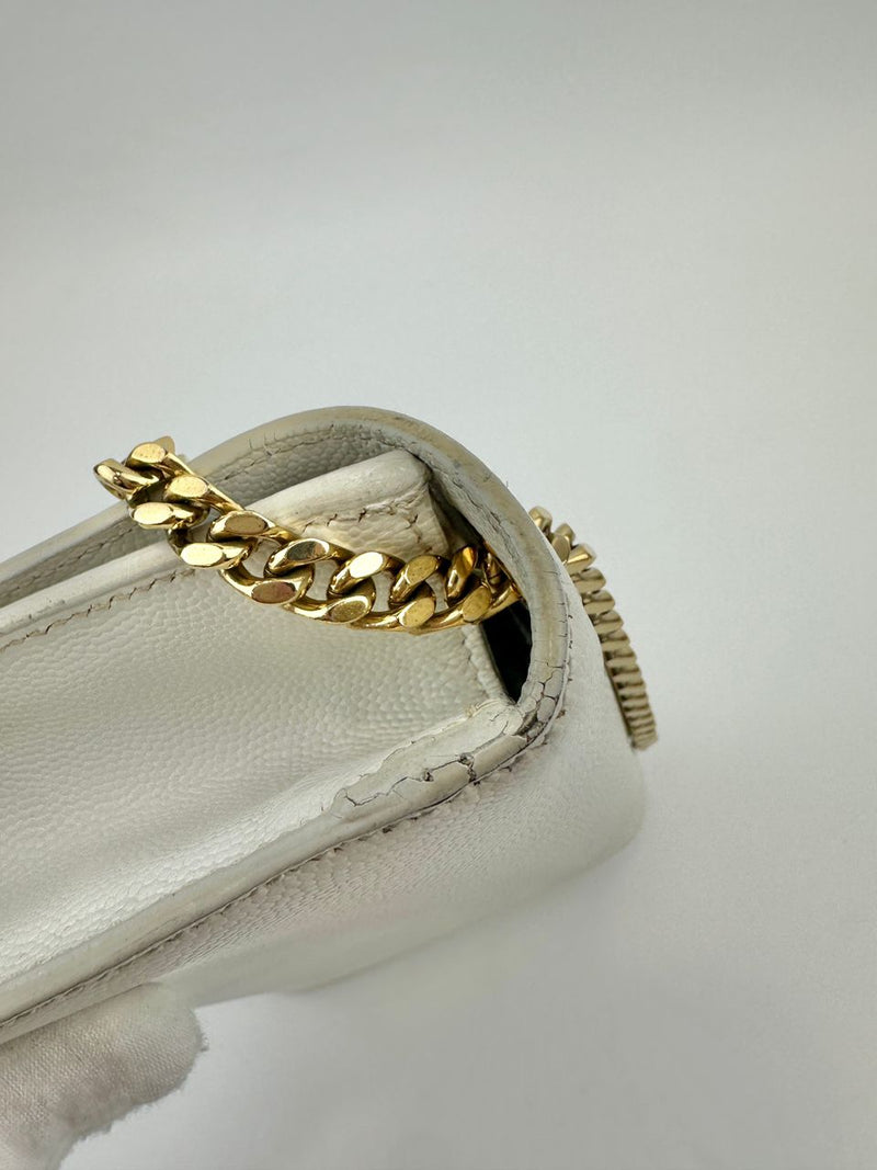 Small Kate White Grain De Poudre Embossed Leather GHW