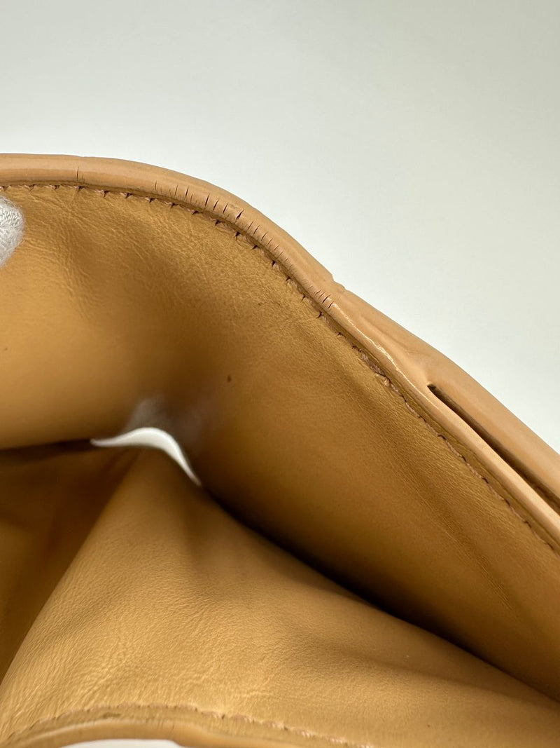 Small Cassette Intrecciato Beige Bifold Zip Wallet