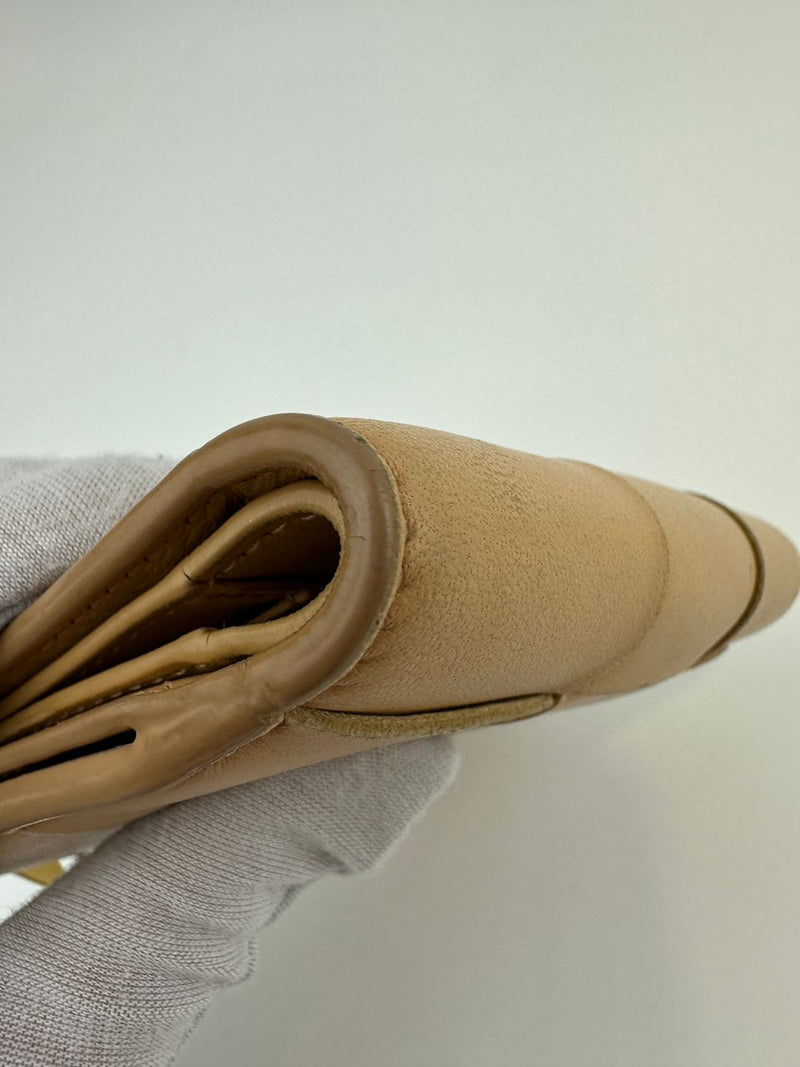 Small Cassette Intrecciato Beige Bifold Zip Wallet