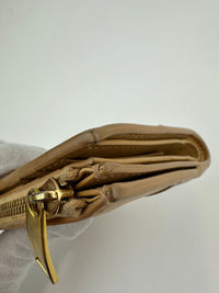 Small Cassette Intrecciato Beige Bifold Zip Wallet