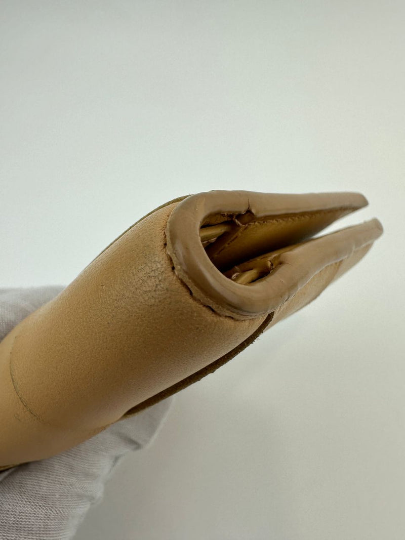 Small Cassette Intrecciato Beige Bifold Zip Wallet