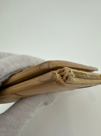 Small Cassette Intrecciato Beige Bifold Zip Wallet