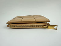 Small Cassette Intrecciato Beige Bifold Zip Wallet
