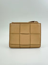Small Cassette Intrecciato Beige Bifold Zip Wallet