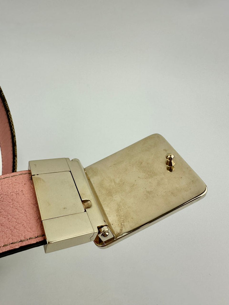 GG Beige Canvas / Pink Reversible Belt GHW Size 80 / 32