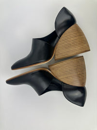 Toy Wood Heel Black Leather Pumps Size 38