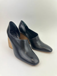 Toy Wood Heel Black Leather Pumps Size 38
