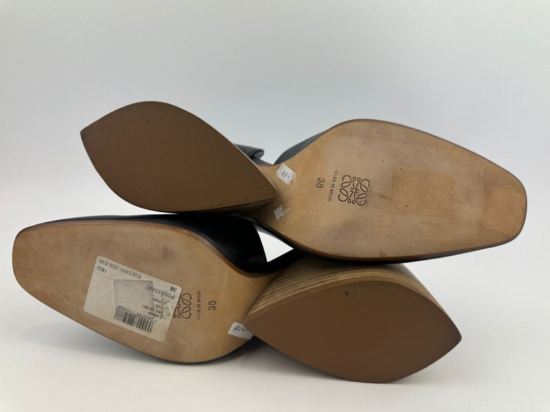 Toy Wood Heel Black Leather Pumps Size 38