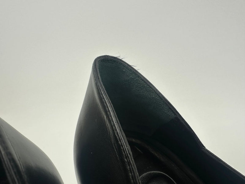 Toy Wood Heel Black Leather Pumps Size 38