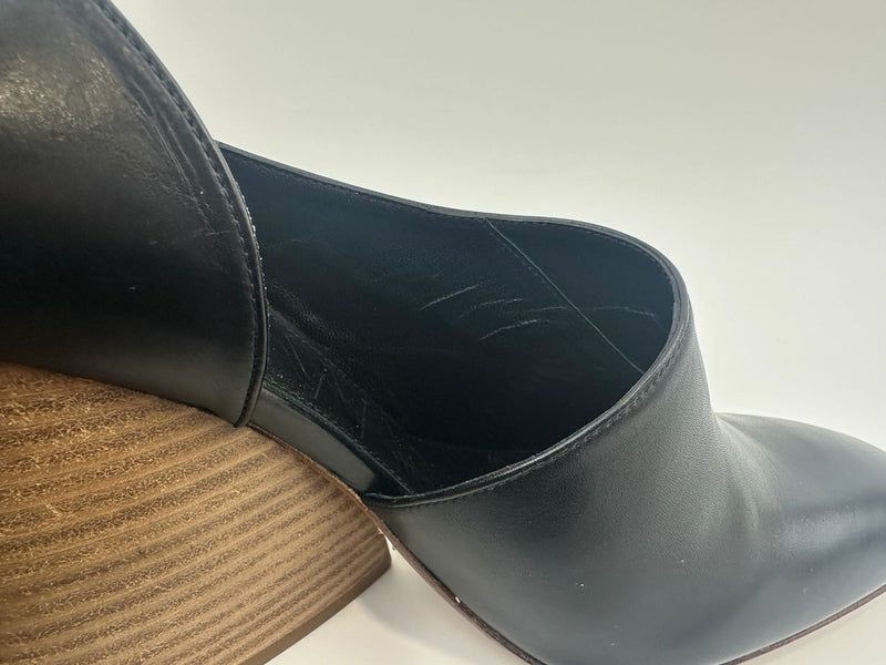 Toy Wood Heel Black Leather Pumps Size 38