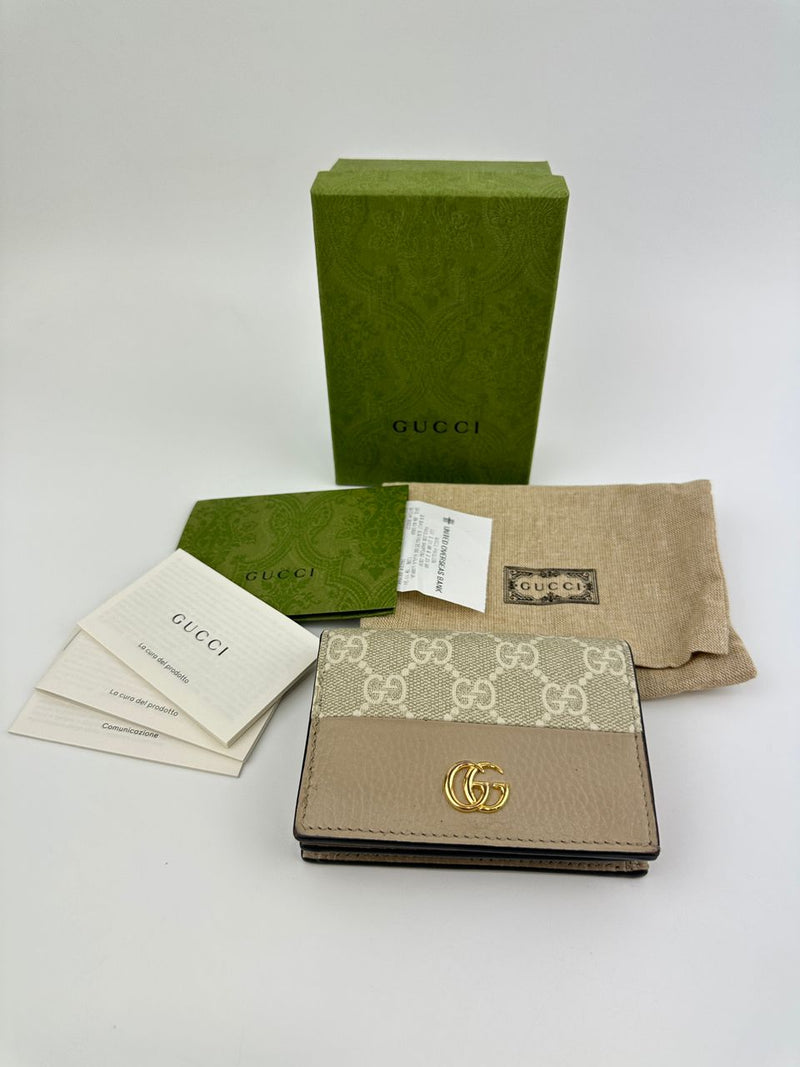 GG Marmont Small Bi-color Beige / White Supreme Wallet