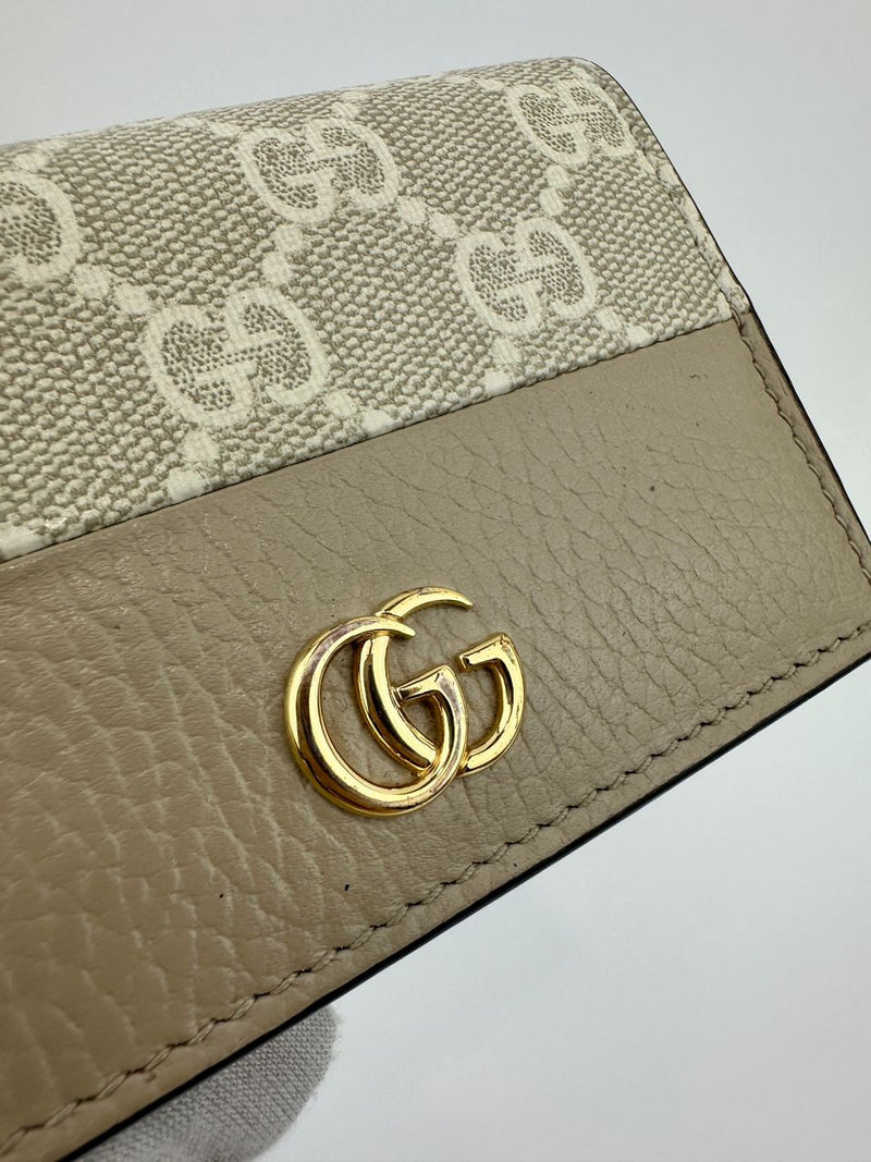 GG Marmont Small Bi-color Beige / White Supreme Wallet