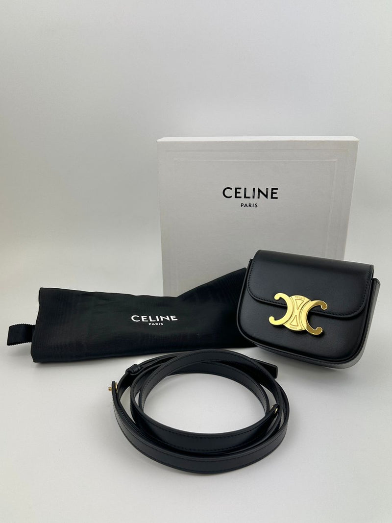 Mini Claude Crossbody Bag Black Shiny Calfskin Leather
