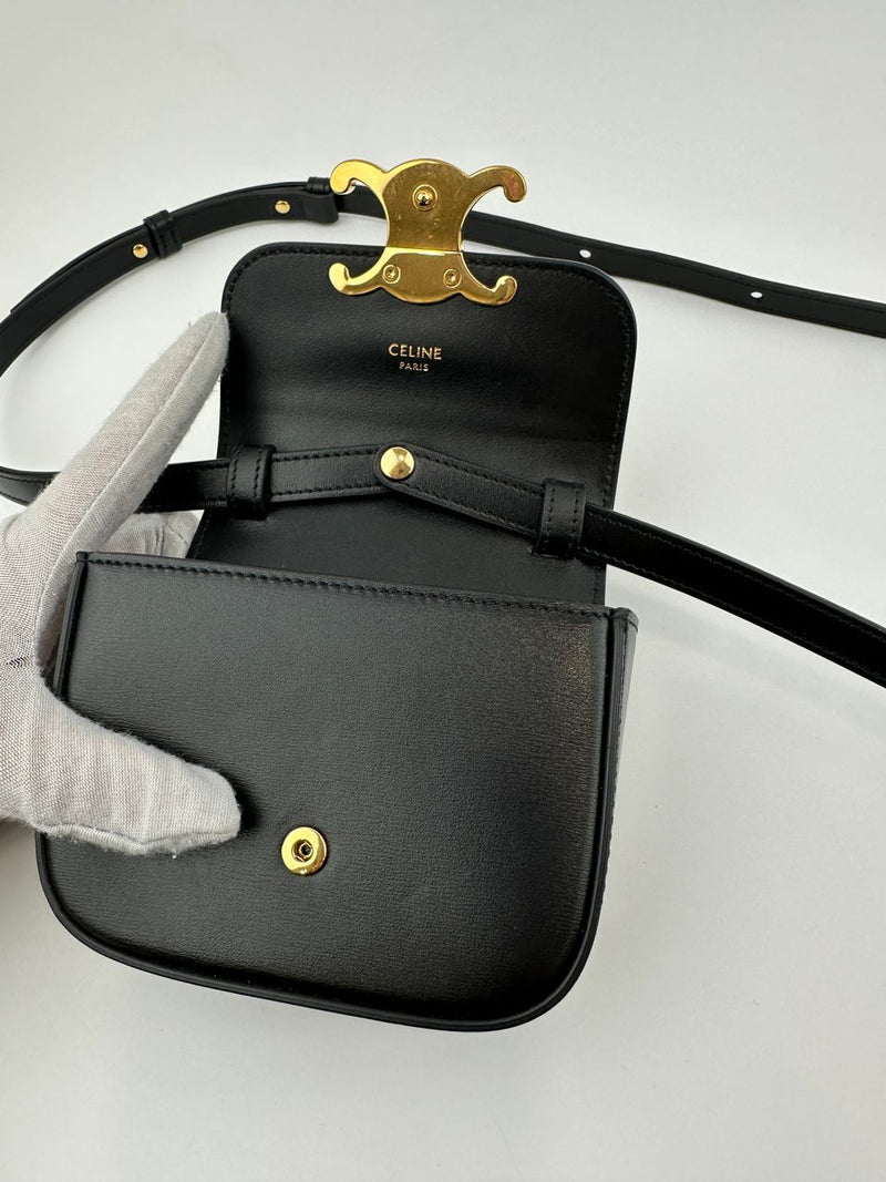 Mini Claude Crossbody Bag Black Shiny Calfskin Leather