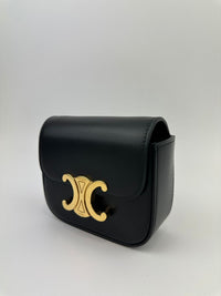 Mini Claude Crossbody Bag Black Shiny Calfskin Leather