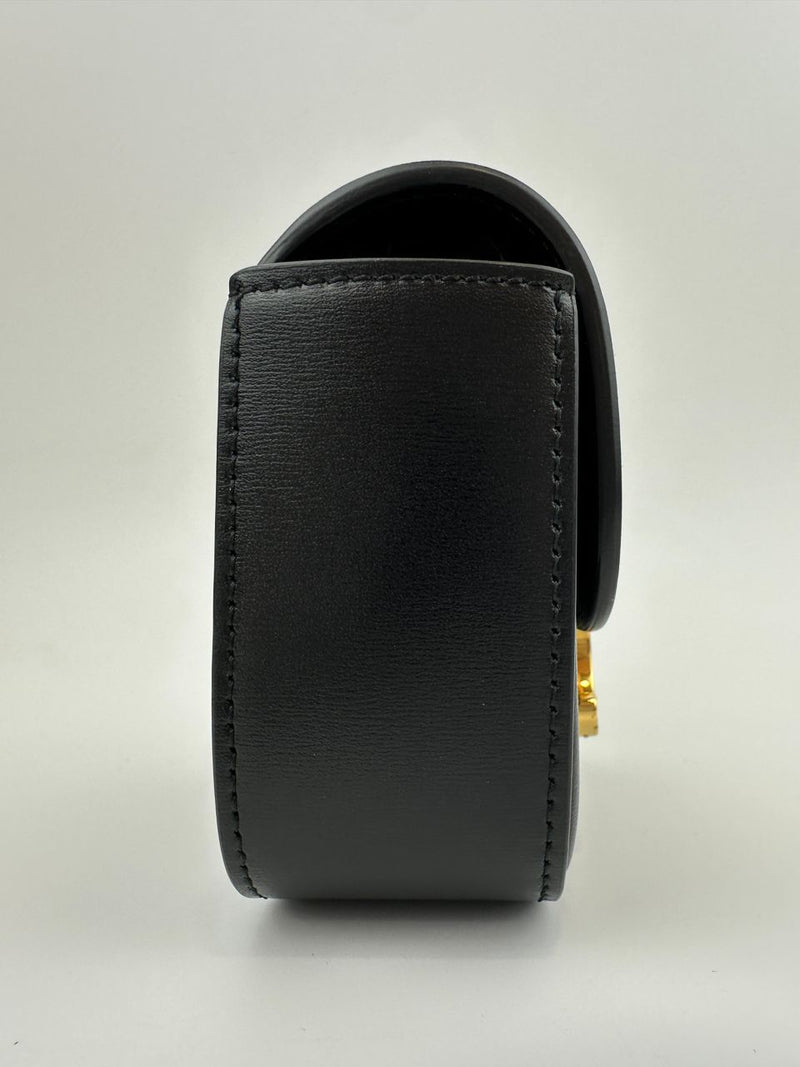 Mini Claude Crossbody Bag Black Shiny Calfskin Leather