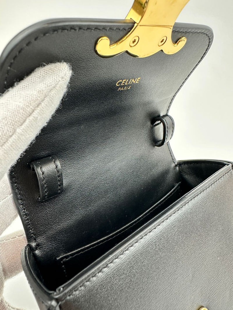 Mini Claude Crossbody Bag Black Shiny Calfskin Leather