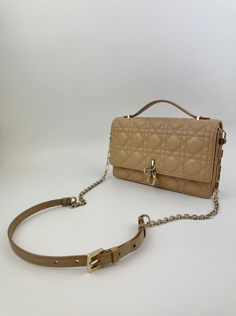 My Dior Top Handle Biscuit Cannage Lambskin Leather Bag