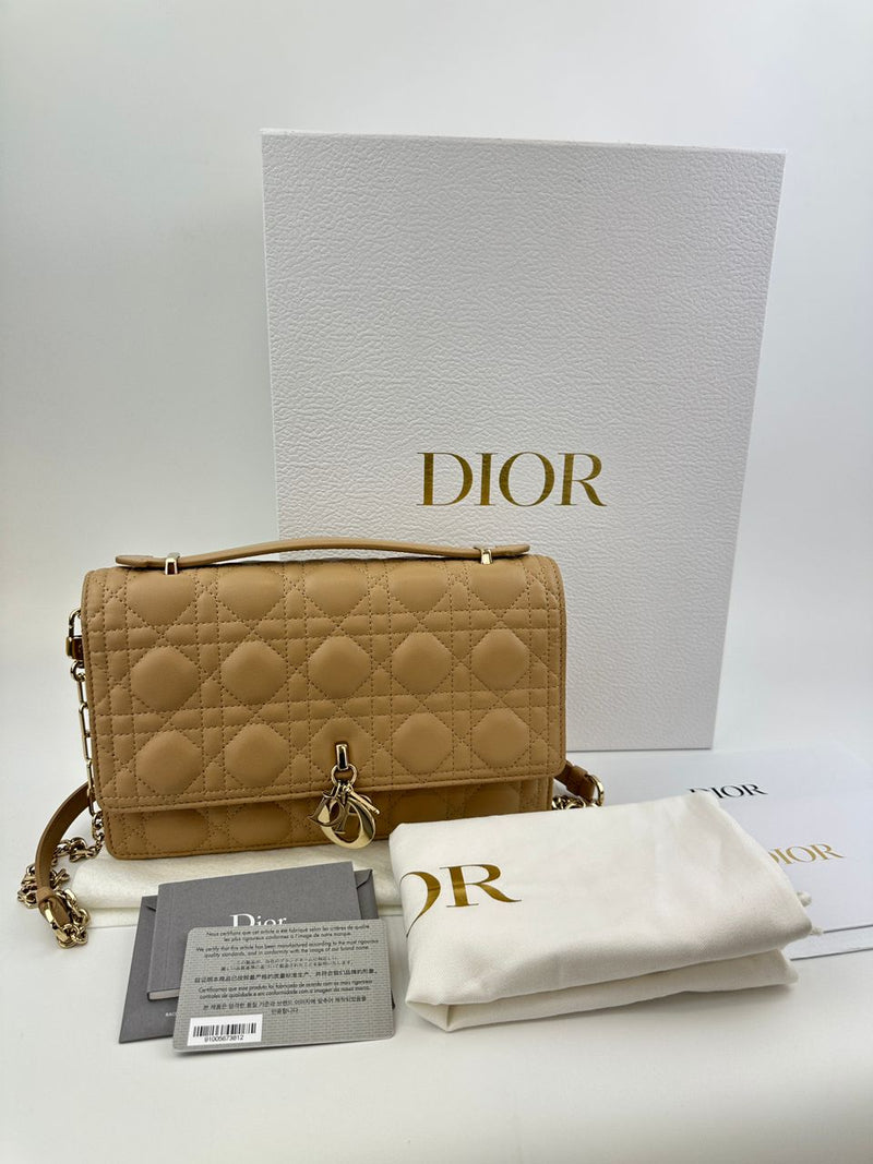 My Dior Top Handle Biscuit Cannage Lambskin Leather Bag