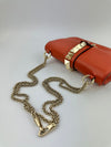 Small Glam Lock Orange Leather Flap Bag