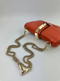 Small Glam Lock Orange Leather Flap Bag